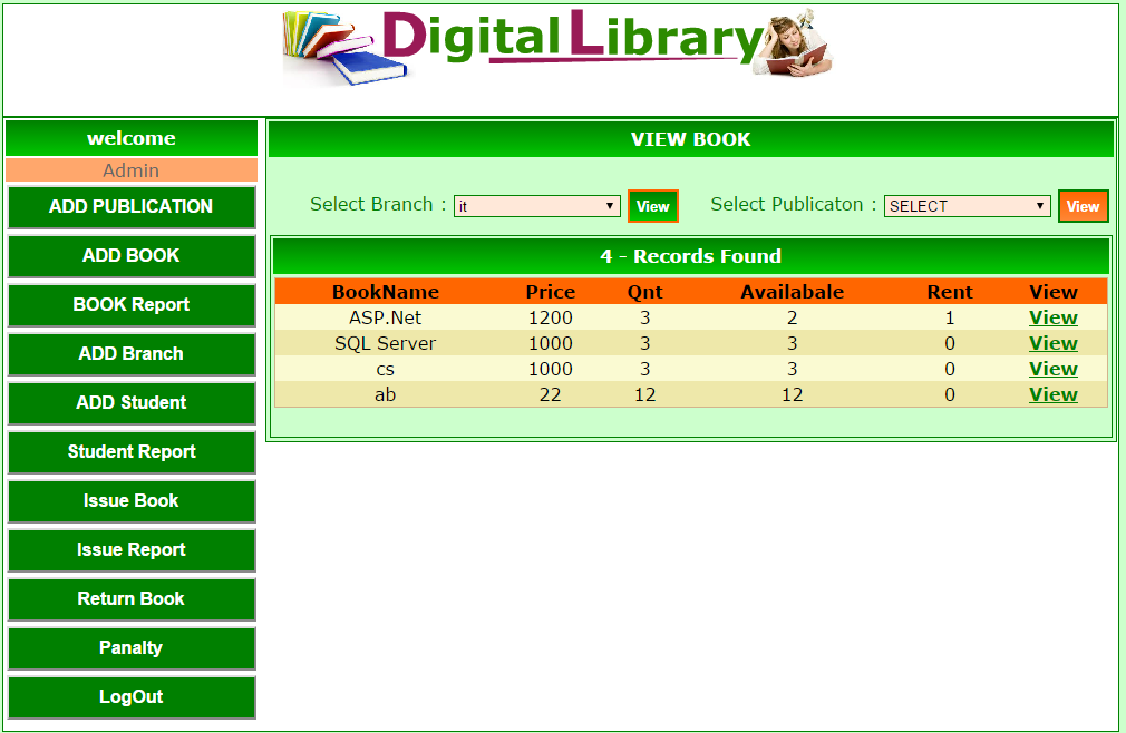 book management system project report