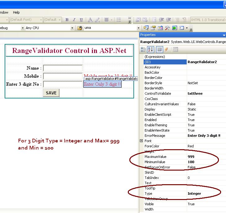How to use RangeValidator control in asp.net