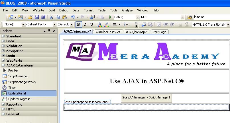 AjaxComponent in ASP.Net 2008