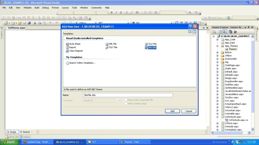 use theme and skin in ASP.NET | Meera Academy