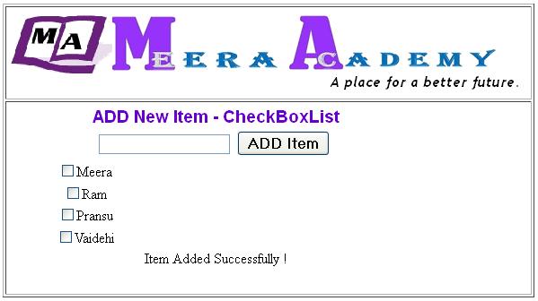 Add new item to CheckboxList Control programmaticaly in ASP.Net with C#