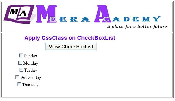 Use CssClass on CheckBoxList Control programmatically in ASP.Net