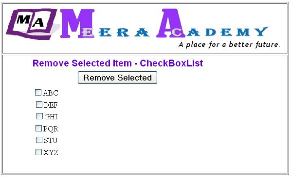Remove selected item from CheckBoxList control in ASP.Net with C#