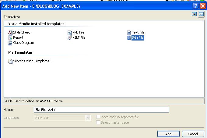 Add Akin File on Theme Folder in ASP.NET with C#
