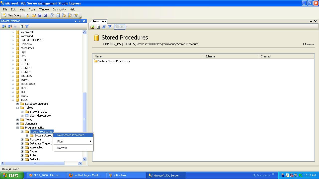 Create a New StoredProcedure in SQL-Server