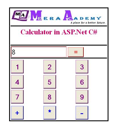 create calculator in asp.net with C#