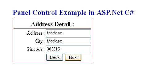 Panel Control in ASP.Net C#