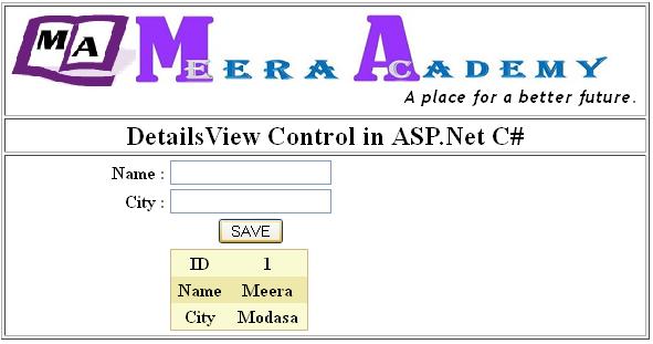 How to use DetailsView Control in ASP.Net C#