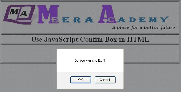 JavaScript confirm box in HTML