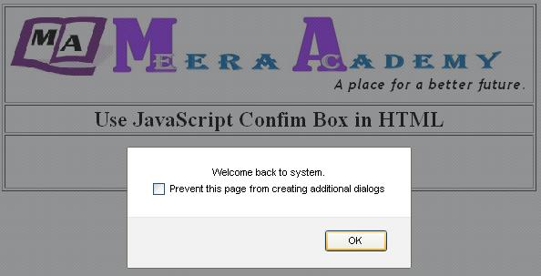 JavaScript confirm box in HTML
