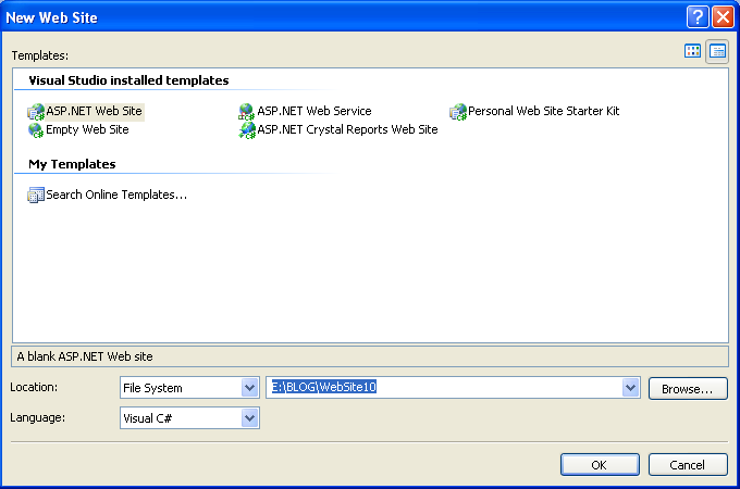 Create New ASP.Net web application with C#