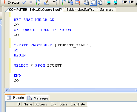 Create a new Select Stored Procedure in sql server for Bind Crystal Report.