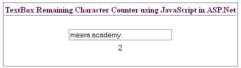 TextBox Remaining Character Counter using JavaScript in ASP.Net