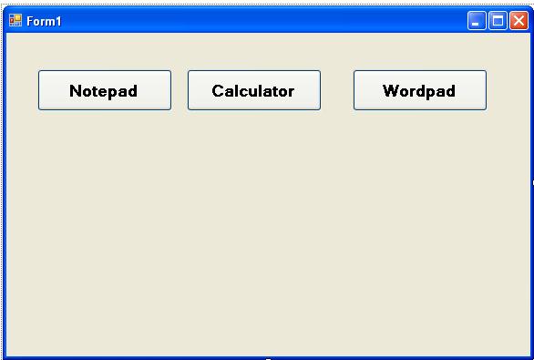 Open notepad and calculator in windows application C#