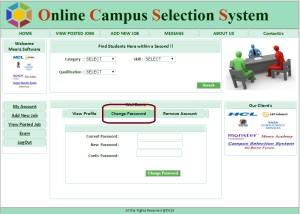 Company Change Password Form - Campus Selection System