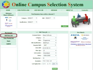 Company Add New Job Form - Campus Selection System