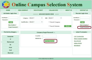 Company Forgot Password - Campus Selection System