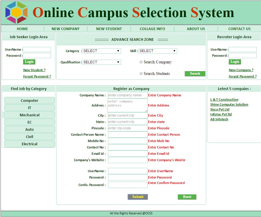 Company Registration - Campus Selection System 