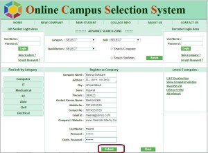 Company Registration - Campus Selection System