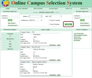 Company Search - Campus Selection System ASP.Net Project