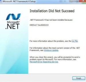 .NET Framework installation failure HRESULT 0xc8000222