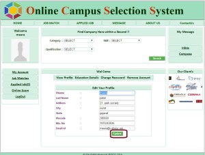Student Edit Profile Page - Campus Selection System