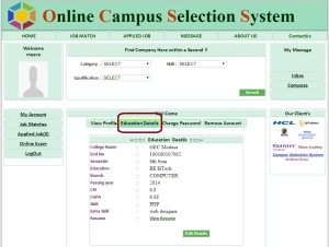 Student Education Detail Page - Campus Selection System
