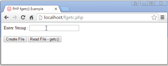PHP fgetc function example