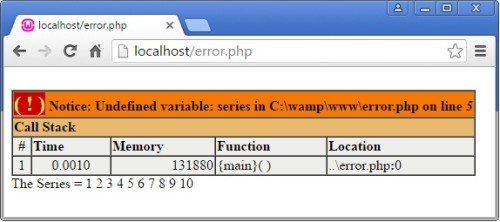Types of errors in PHP