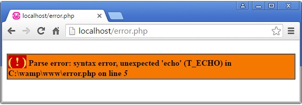 PHP Parse Error Example