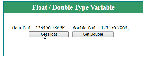 Float and Double type variable example in asp.net c#.