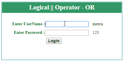 Logical OR operator example in C#