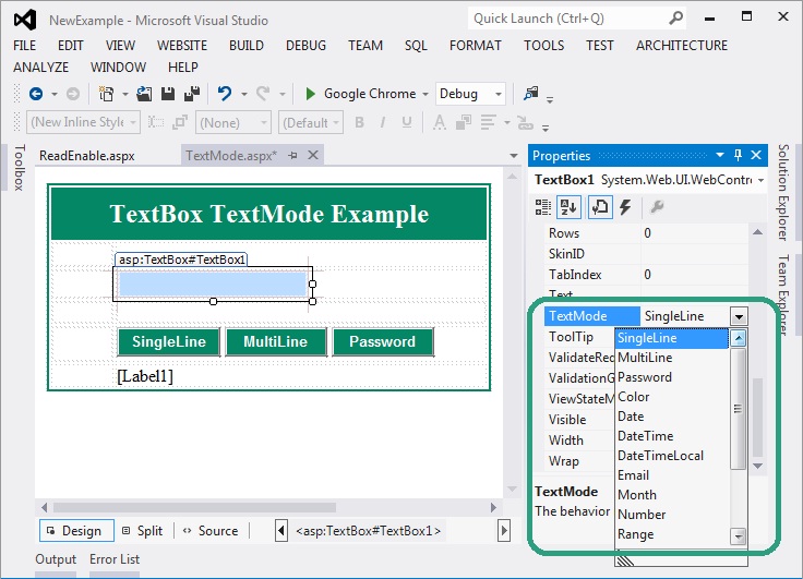 TextBox TextMode property in ASP.Net