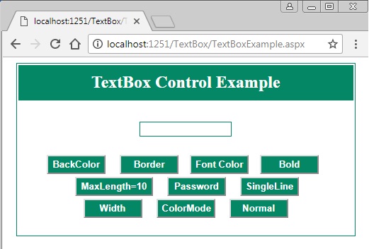 TextBox Control Example in ASP.Net
