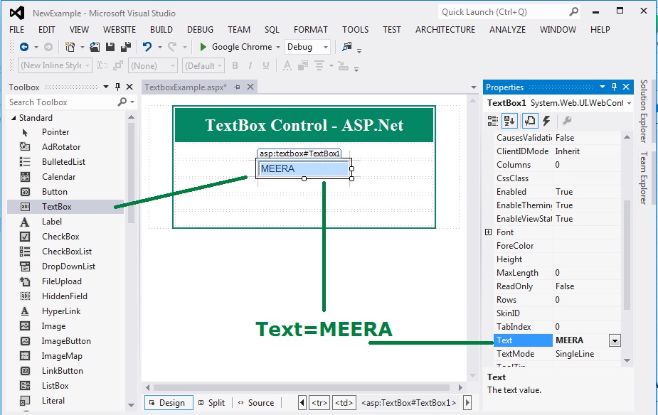 TextBox control example in asp.net