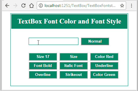 Font Color and Font Style in ASP.Net C# Example