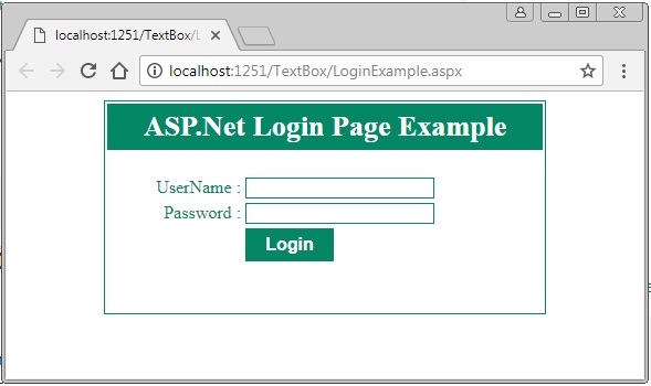 Static Login Page Example in ASP.Net